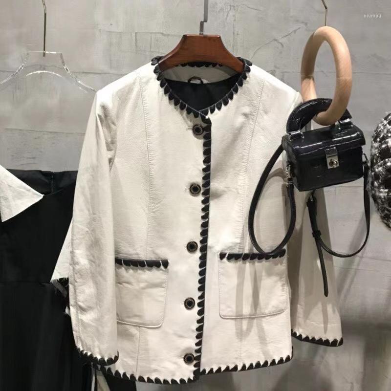 

Women' Leather Ladies' Genuine Sheep Jacket Women Real Lambskin Coat, Black