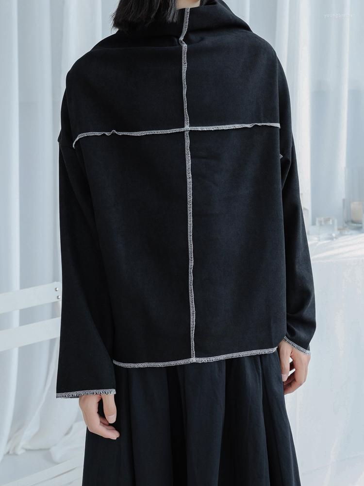 

Men' T Shirts Men Long Sleeve T-Shirt Autumn Winter Style Personality Half High Collar Loose Pullover Fashion Trend Neutral Base, Black
