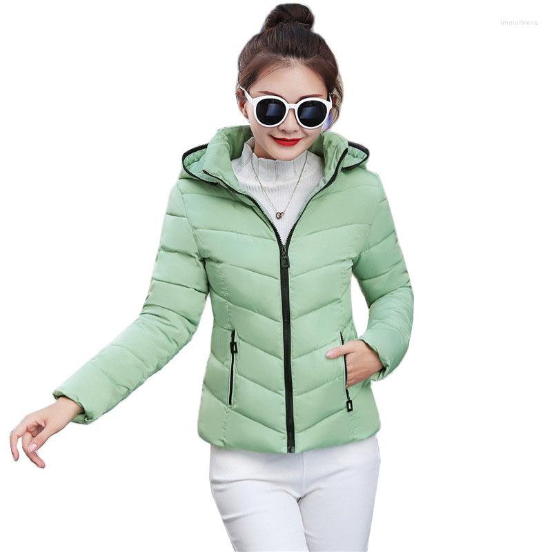 

Women's Trench Coats 2022 Winter Jacket Women Korean Short Slim Down Cotton Padded Jackets Overcoat Female Parkas Hooded Casual Thick Warm, Black