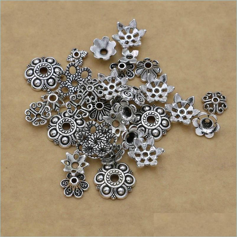 

Other Mixed Antique Sier Plated Flower Bead Caps For Jewelry Making Bracelet Accessories Findings Diy 150Pcs/Lot Drop Delivery 2022 Dh9Bg