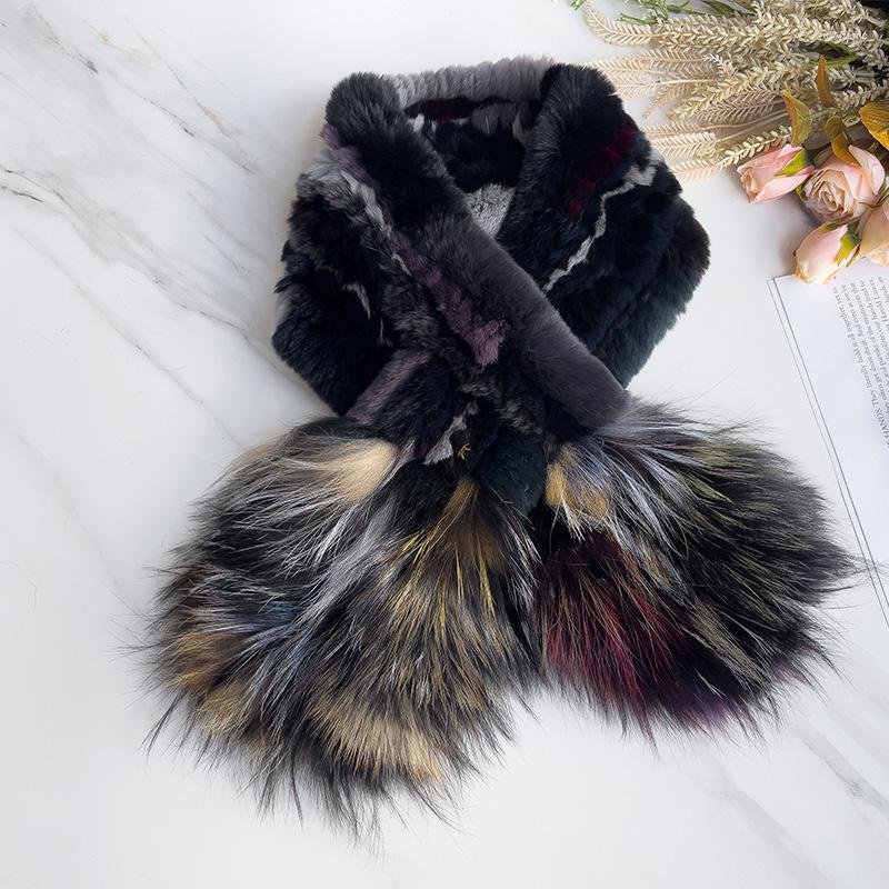 

Scarves Pudi Women Real Fur Scarf Winter Girl Female Brand Ring SF236