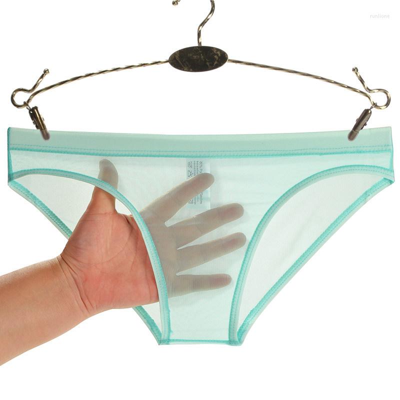 

Underpants Translucent Thin Sexy Breathable Men Underpant Fit Mesh Quick Dry Briefs Low Waist Simple Comfortable Elasticity Male Panties I8, White