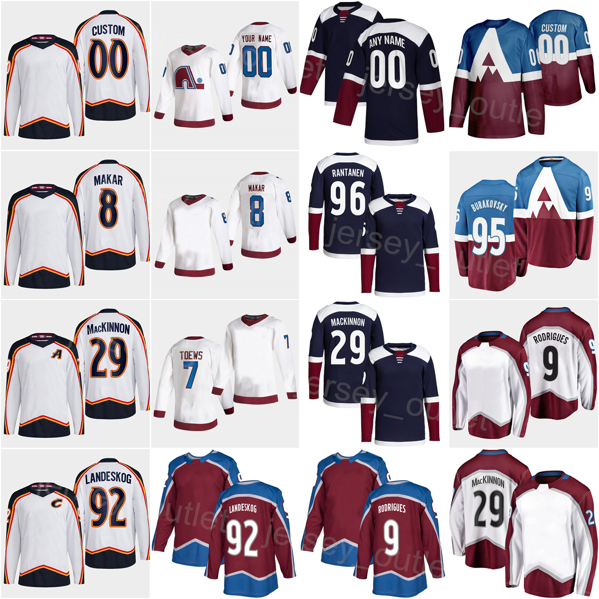 Men Kids Women Hockey Reverse Retro 29 Nathan MacKinnon Jersey 8 Cale Makar 92 Gabriel Landeskog 96 Mikko Rantanen 7 Devon Toews Andre Burakovsky Va