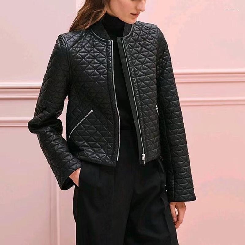 

Women' Leather Woman Coat Real Fashion Natural Sheepskin Female Jackets Short Ladies Jack H802, Black