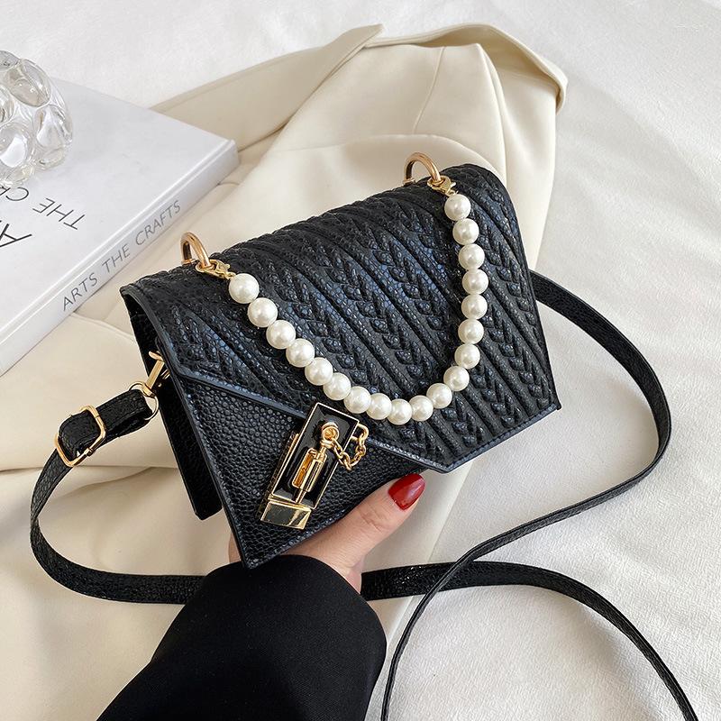 

Evening Bags Small Bag For Women Spring Textured Pearl Fashion Casual Shoulder Messenger, Black