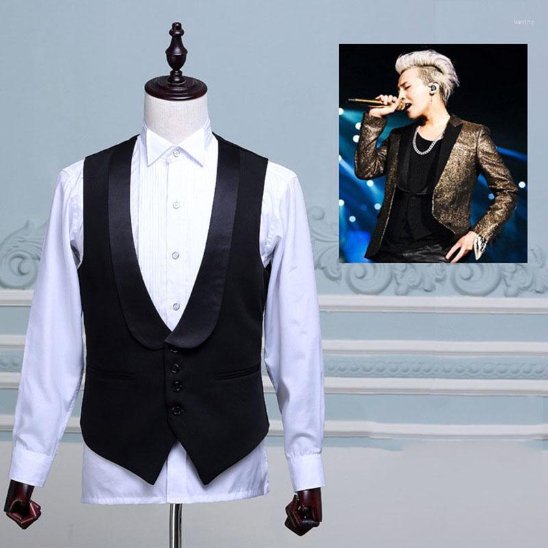 

Men's Vests Mens Slim Fit Shawl Collar Dress Men Party Suit Vest Waistcoat Wedding Stage Singer Show Male Chaleco Hombre XXL, White