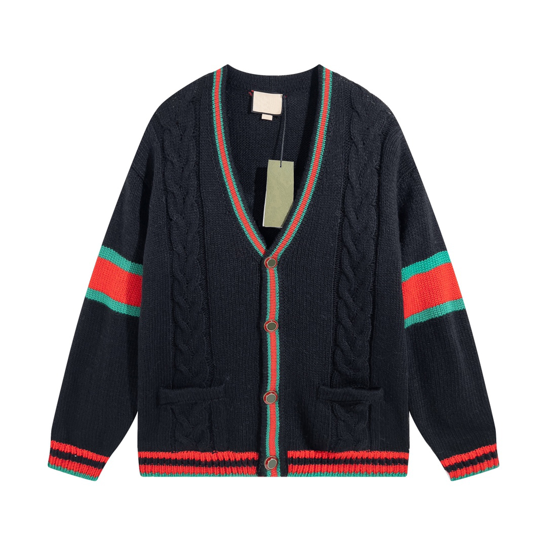 2022 Mens Autumn Winter guccie Sweaters New Loose Knitted Cardiagn Casual V-neck Drop-shoulder Sleeve Sweater Coat Female Chic Crochet Outerwear