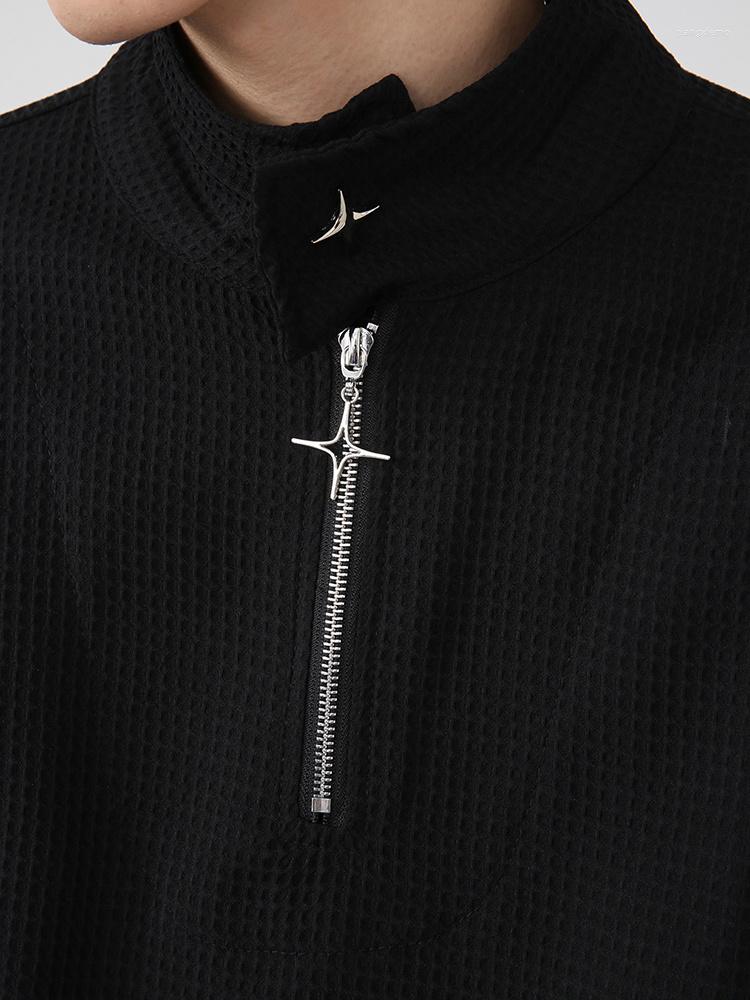 

Men's Hoodies Wear Autumn Men's Loose Zipper Stand Collar Sweatshirt High Neck 2023 Solid Color Male Tops 2A5822, Black