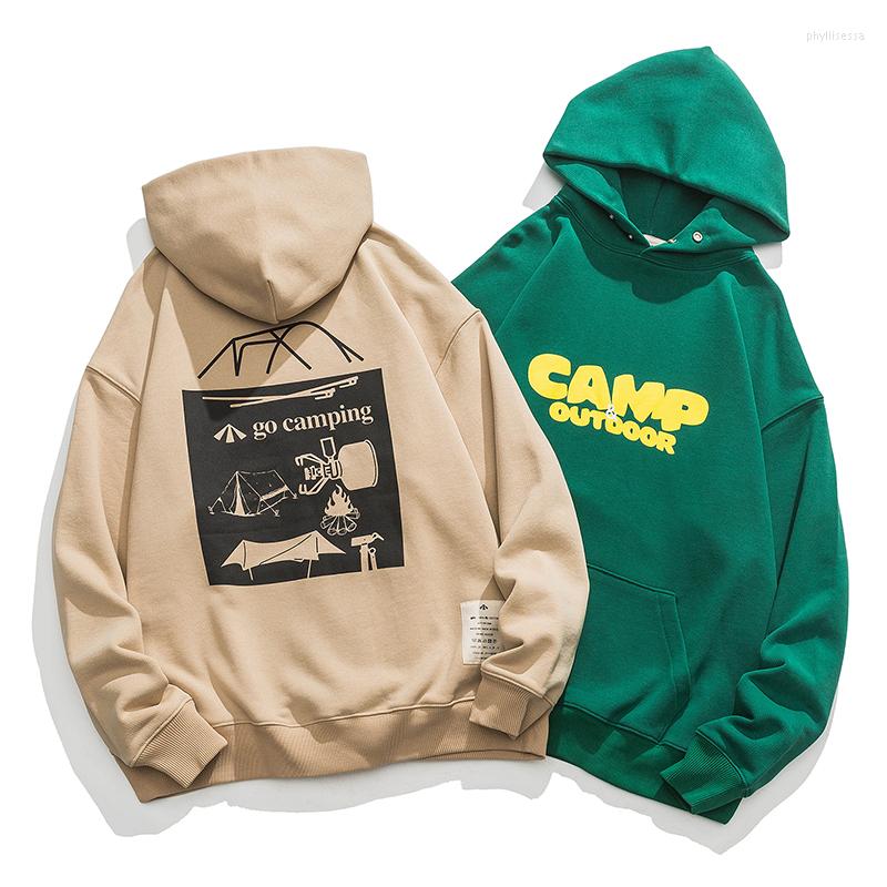 

Men's Hoodies Autumn Winter American Retro 1.3kg Heavyweight Long Sleeved Hooded Men's Fashion Thickened Casual Cardigan Sweatshirts, Green