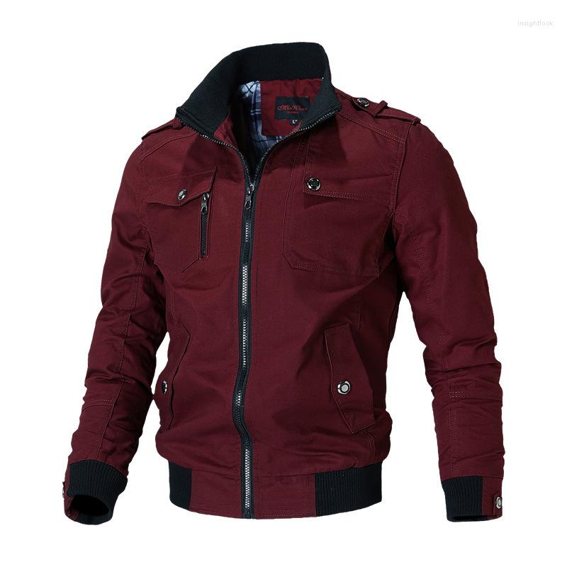 

Men's Jackets Casual Windbreaker Coat Men 2022 Spring Trendy Outwear Stand Slim Military Autumn Mens Vintage Bomber Jacket Fashion, Black