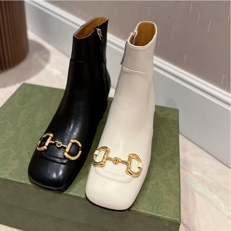 

Autumn winter boots designer woman Thick soled zipper boot 100% Soft cowhide lady platform Casual shoe leather fashion High top women shoes Large size 35-42 With box, White