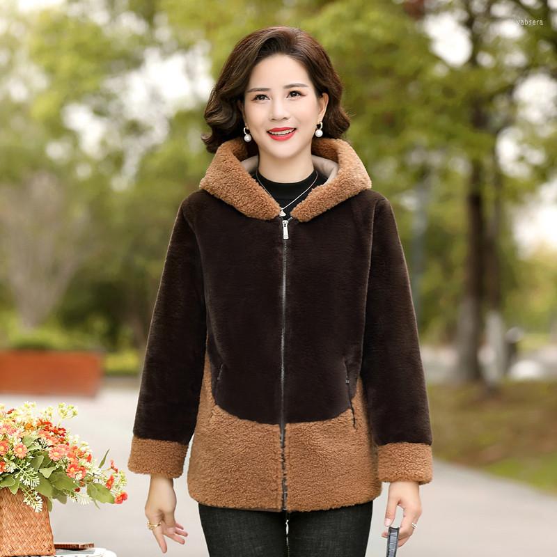 

Women's Fur Winter Sheep Shearing Coat Women Casual Korean Imitation Collar One Mink Velvet Short, Khaki