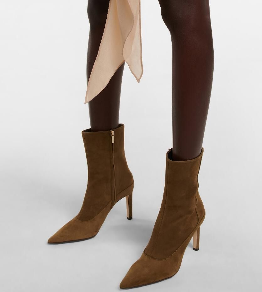 

Famous Winter Women Mavie Ankle Boots High Stiletto Heels Pointed Toes Leather Booties Fashion Pointed Toe Lady Booty EU35-42