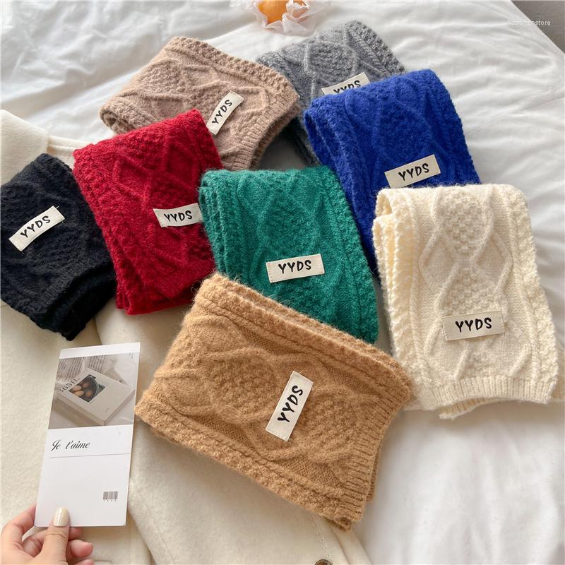 

Scarves Fashion Warm Knitted Scarf For Women Design Winter Cashmere Skinny Neckerchief Bandana Female Woolen Yarn Neck Tie Echarpe 2022