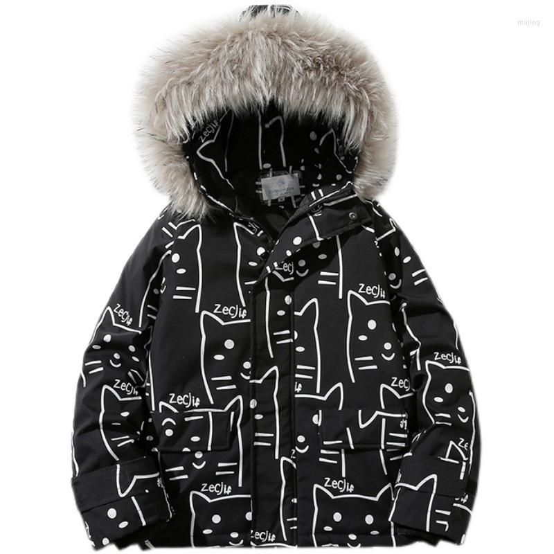 

Men's Down 2022 Winter Coats And Outerwear Printed Cotton Coat For Couple Hooded Lover's Parkas Casual Jackets Thicken BJ3937, Black