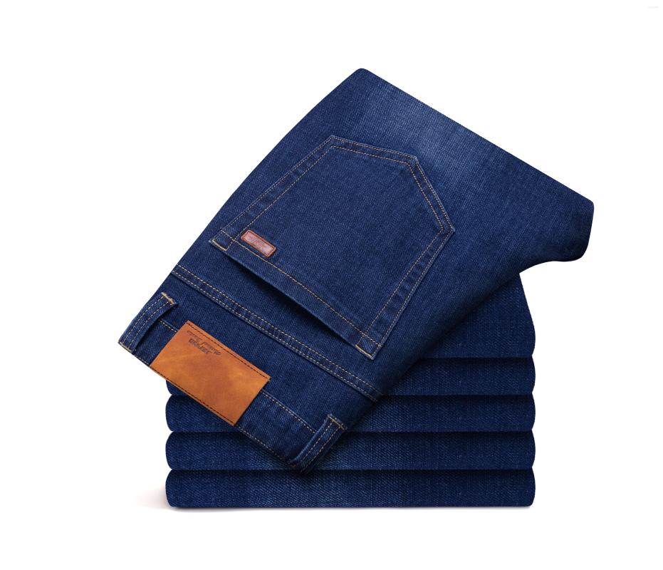 

Men's Jeans 2022 Fabric Men Loose Straight Fit Business Casual Classic Fashion Light Blue Denim Trousers Male, Black