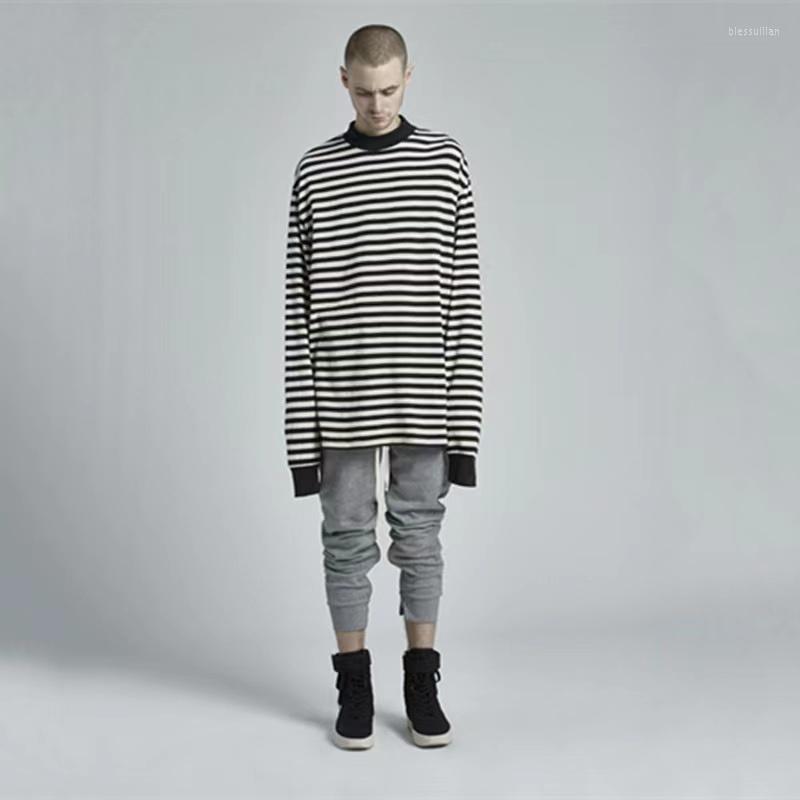 

Men' T Shirts High Street OVER SIZE Cotton Long Sleeved T-shirt With Collar And Stripe, 1661