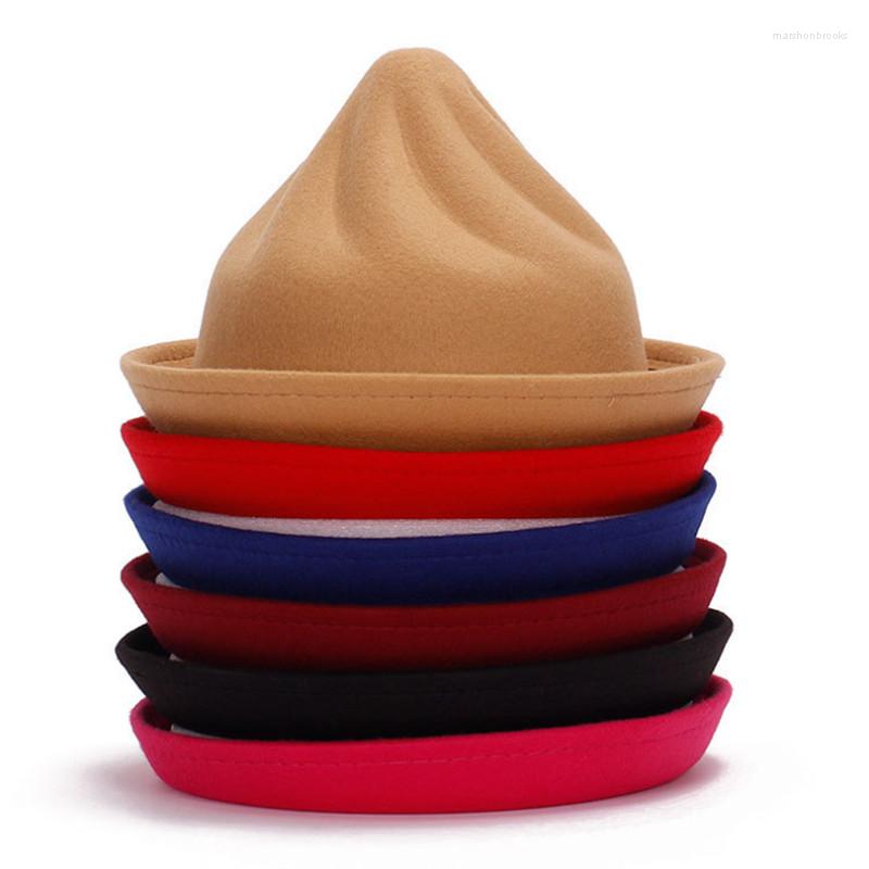 

Berets Cream Fedora Hat Panama Felt Women's Jazz Big Red Spiral Wizard Ladies