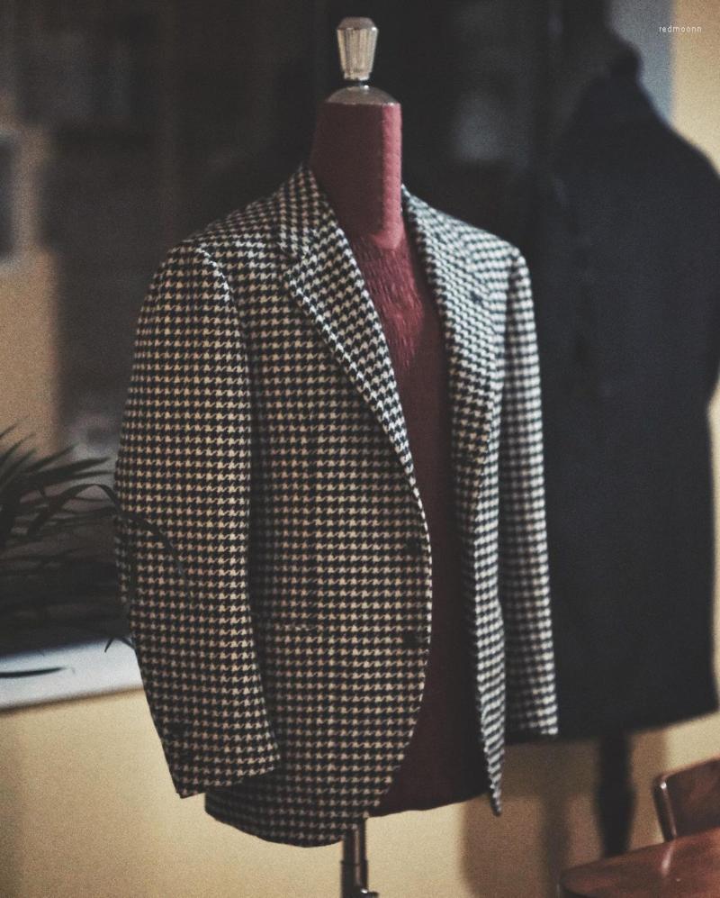 

Men's Suits Men's & Blazers Men Houndstooth Pinstripe Plaid Velvet High Quality Tailor-Made Lapel Breasted Formal Wedding Business, Houndstooth 1pc