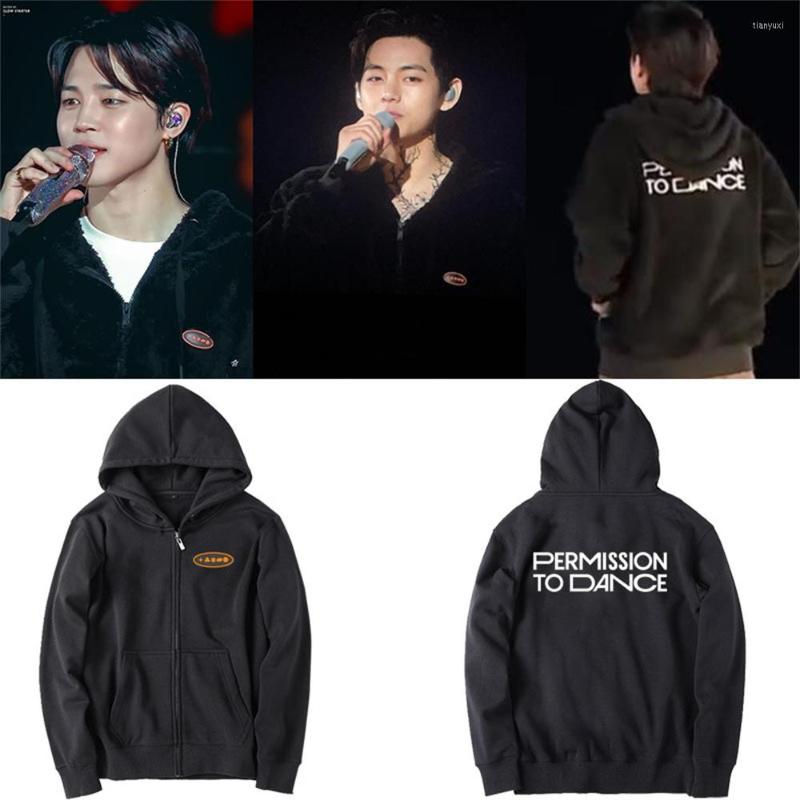 

Women's Hoodies Kpop Concert Style Zip Hooded Jacket Unisex Pullover Sweatshirt, Black