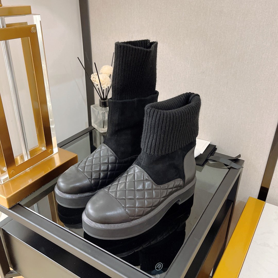 

Women's shoes luxury designer brand sneaker small Xiangling socks ankle suede stitching wool boots boot can be turned down two kinds of wear with dust size35-40, As picture 1