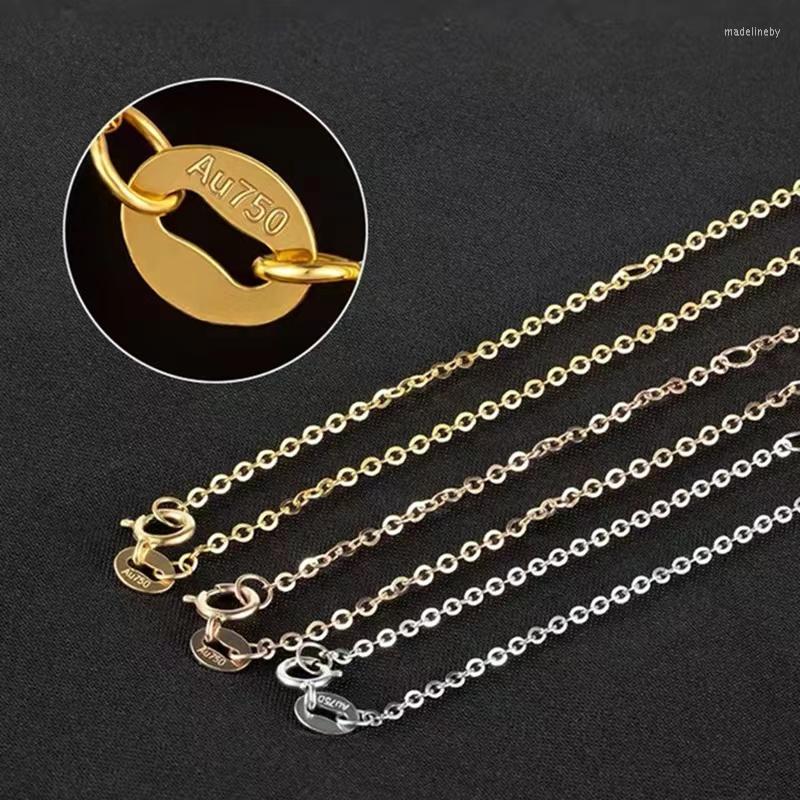 

Chains 18K Gold O Letter Clavicle For Women Trendy Au750 Rose Simple Chain Necklace Girls Birthday Gift
