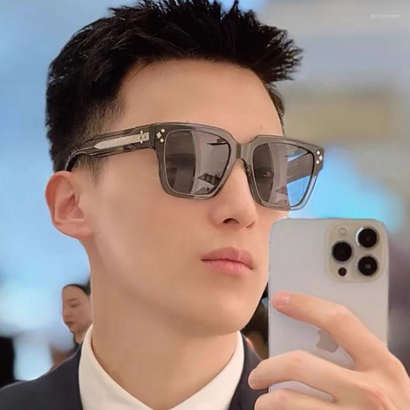 

Sunglasses Acetate Stud Detail Black Square Men Filigree Side Fashion