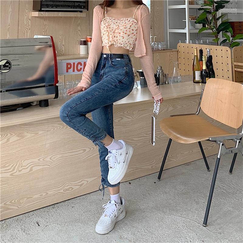 

Women' Jeans Women' Vintage Gothic Drawstring Denim Do Old Long Pants Korean High Waist Loose Bandage Straight Wide Leg 2022, Black