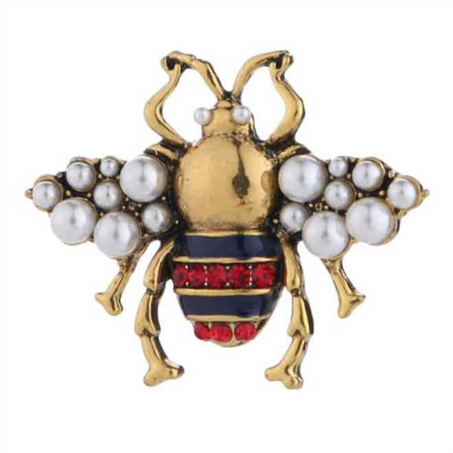 

Retro Rhinestone Bee Brooch Pins Pearl Flying Insect Brooches Women Men Corsage Fashion Clothes Hat Accessories