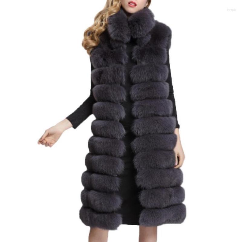 

Women's Fur Fashion Warm Faux -4XL Coat Vest Winter Fake Jacket Waistcoat Thick Patchwork Loose Outerwear L1710, White