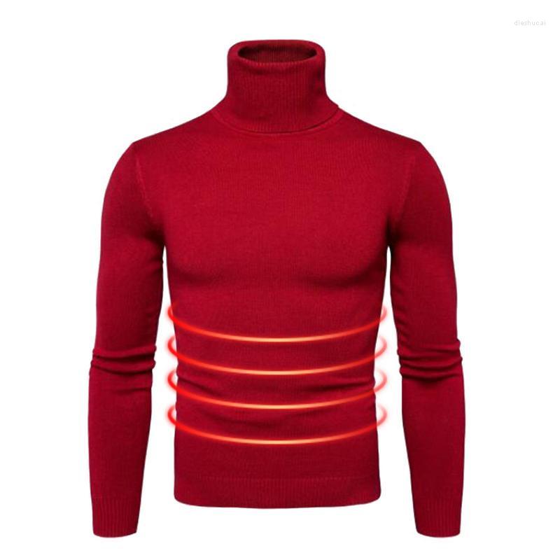 

Men's Vests Turtleneck For Men Long Sleeves Male High Collar Knitting Ribbed Pullovers Solid Color Casual Sweaters, White