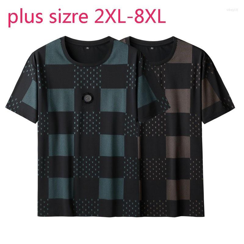 

Men's T Shirts Men Arrival Large Young Suepr Fashion Casual Plaid Printed Short Sleeve O-neck Knitted Summer T-shirt Plus Size 2XL- 7XL