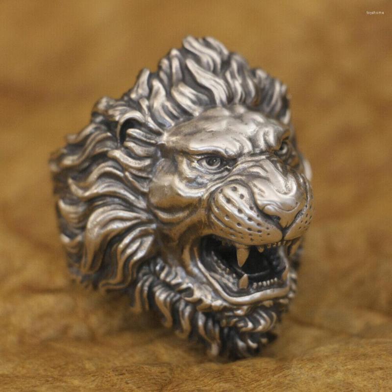 

Cluster Rings LINSION 925 Sterling Silver Roaring Lion Ring Mens Punk TA385 US Size 7-16