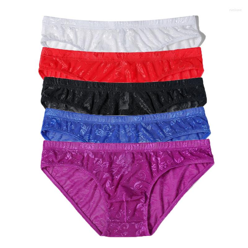 

Underpants 5PCS Sexy Underwear Ultra-thin Lace Slip Hombre Briefs Calzoncillos Bugle Pouch Panties Cueca Tanga Jockstrap Lingerie Thongs