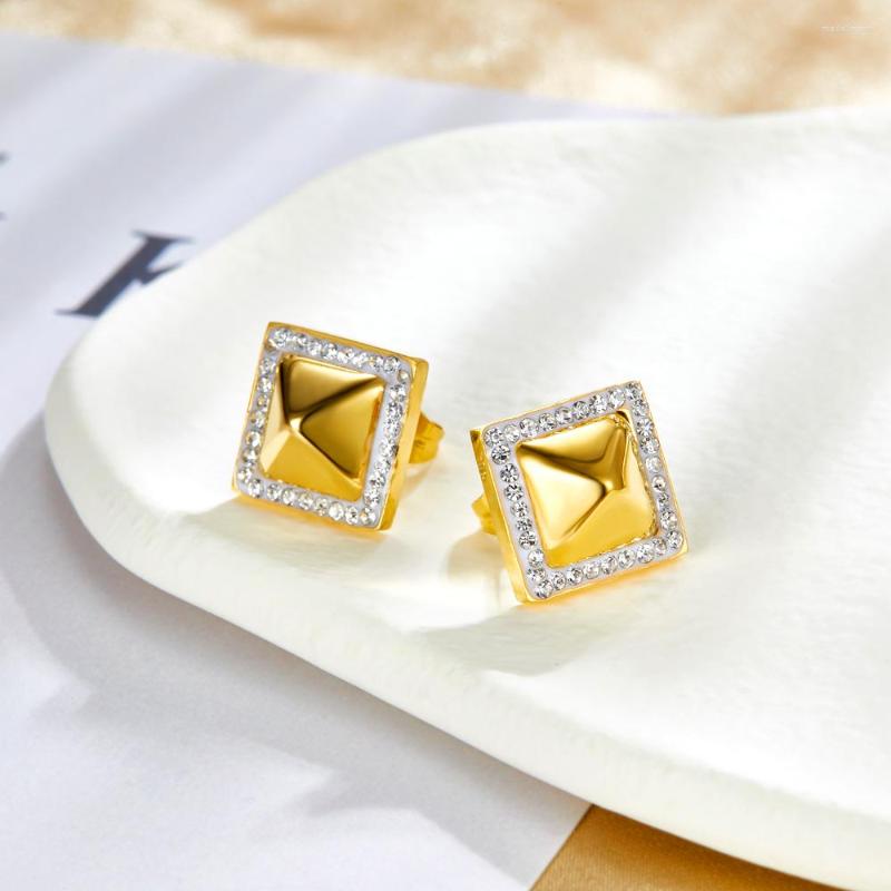 

Stud Earrings LUXUKISSKIDS Square Angle For Woman Gold Plating With Zirconia Geometric Unique 2022 Party Piercing