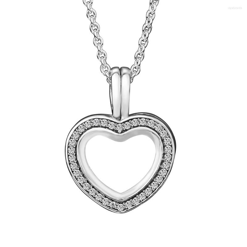 

Chains Autumn DIY Heart Shape Necklace Fits Europe Bracelets 925 Sterling Silver Sparkling Floating Locket Jewellery QANDOCCI