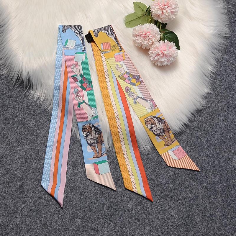 

Scarves Summer Fashion Turban Headband Silk Long Scarf Women Luxury Tie Hair Bag Band Women's Natural Headscarf