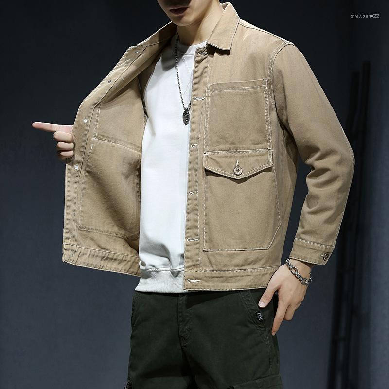 

Men's Jackets Men Clothing 2022 Fall Men's Denim Jacket Cotton Fashion Slim Large Size 6XL 7XL, Khaki
