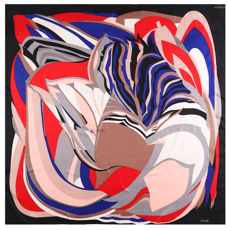 

Scarves Twill Silk Women Scarf Europe Design Foulard Geometric Print Square Fashion Shawls Wraps 130 130cm