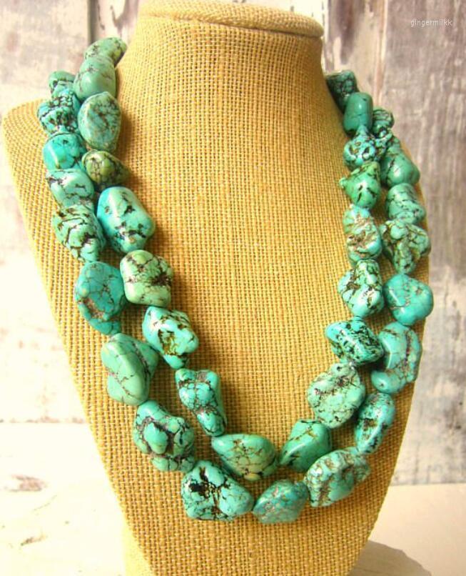 

Choker Chunky Green Turquoise Necklace Boho Jewelry Beaded 34