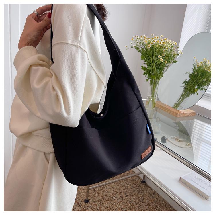 

Evening Bags Women Canvas Handbag Underarm Shoulder Bag Ladies Casual Tote Reusable Large Capacity Cotton Handbags Shopping Beach, Black