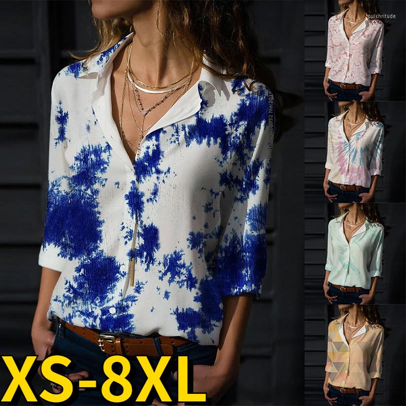 

Women's Blouses 2022 Autumn Winter Women's Blouse Holiday Weekend Abstract Printing Shirt Long Sleeve V Neck Simple Style Loose Button, Green
