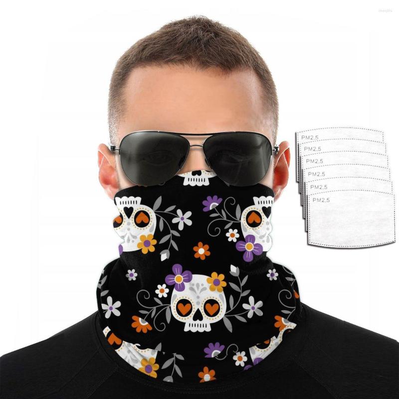 

Scarves Bandana Face Shield Tube Scarf Cute Sugar Skulls And Flowers Neck Breathable Headband Men 2022