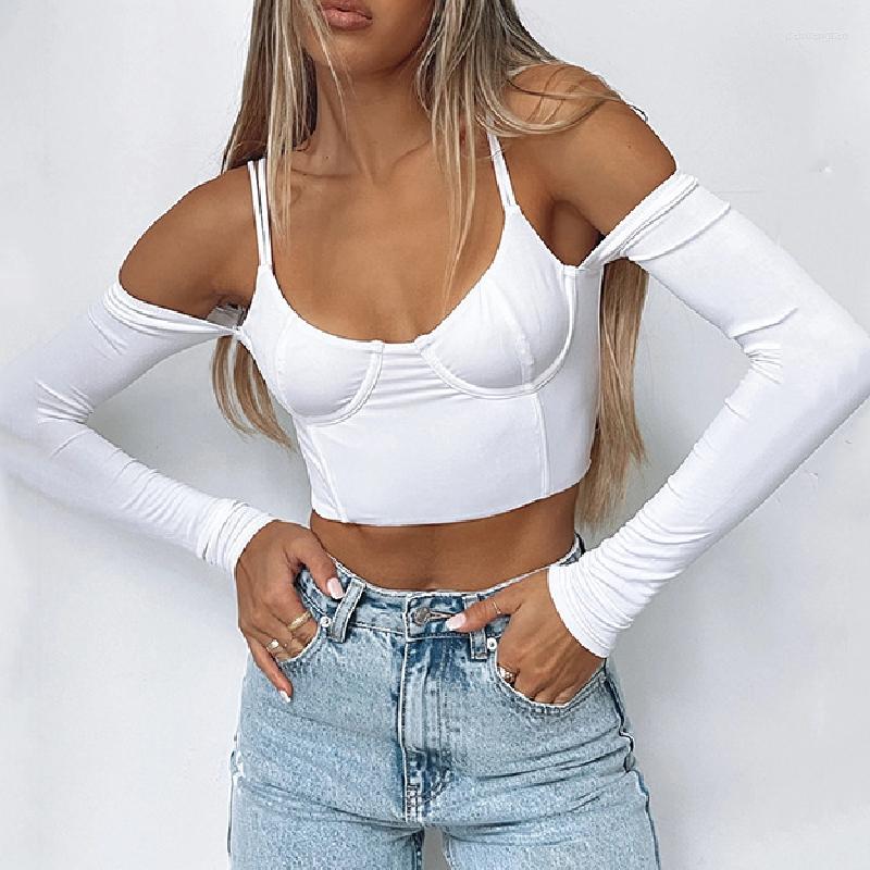 

Women' T Shirts Doury 90s Cut Long Sleeve Corset Women Crop Tops Summer Sexy Spaghetti Strap Low Chest T-Shirt Club Backless Bustier, Black