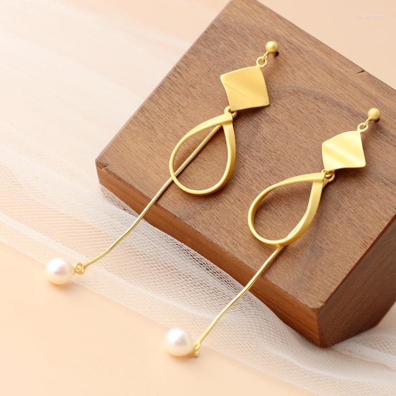 

Dangle Earrings Handmade Creative 18K Gold Plated Eardrop Fine Jewelry Trendy Natural Freshwater Pearl 925 Sterling Silver Long Tassel