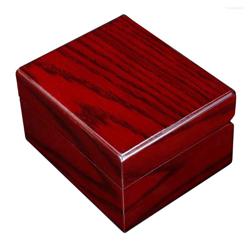 

Watch Boxes Case Wristwatch Wood Storage Organizer Small Portable Size Wine Red With Removable Pillow