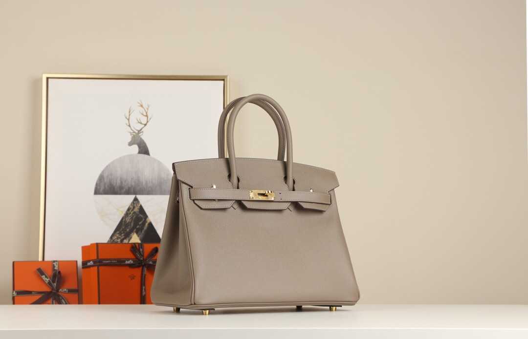 

Evening Luxury Herme Bags Fashion Handbags Birkins Zeng Zengchun hand stitched h family portable women bk25bk30 French Epsom leather M8 asphalt ash, Light gray