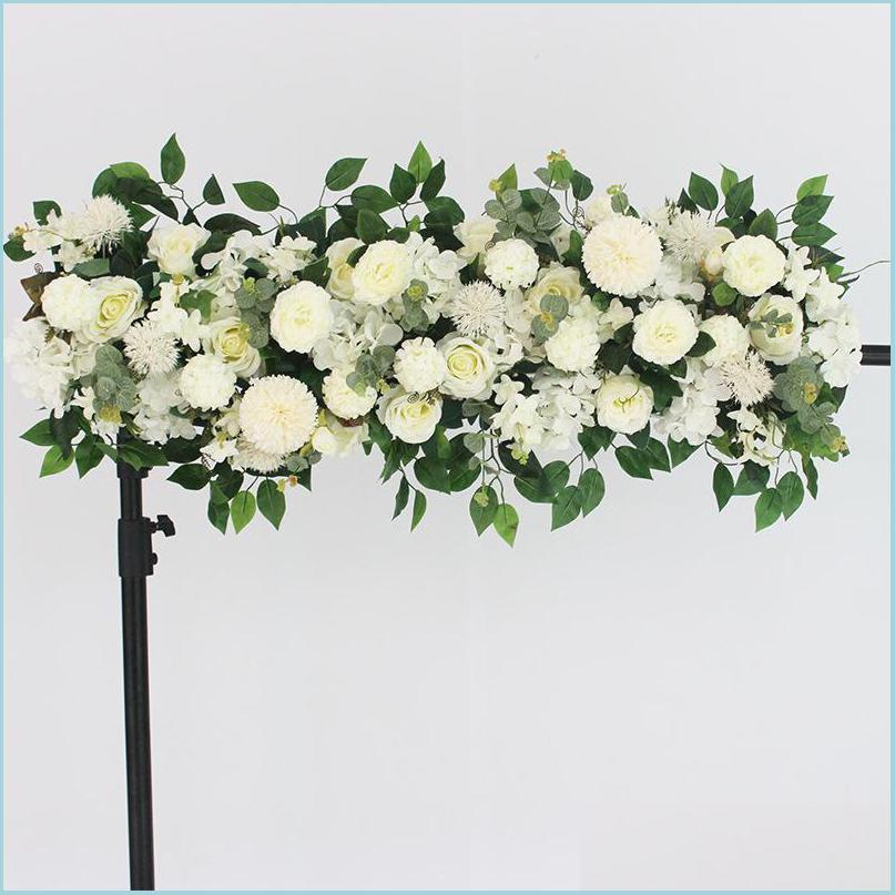 

Wedding Decorations Decorative Flowers 100Cm Diy Wedding Party Flower Wall Arrangement Supplies Silk Peonies Rose Lead Artificial Ro Dhetk, Beige