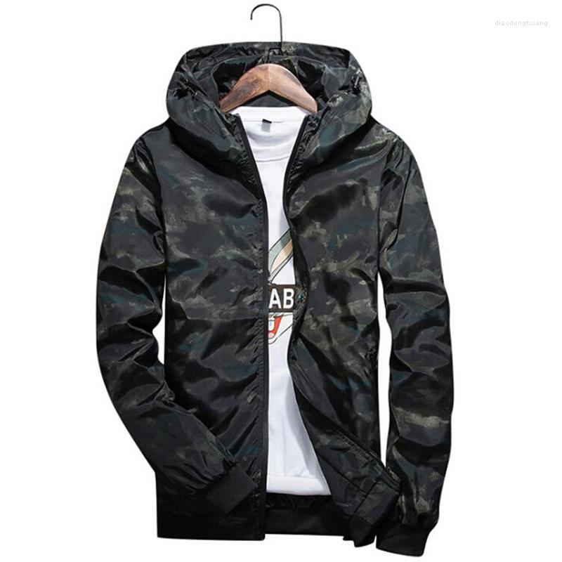 

Men's Jackets Men Sportswear Mens Spring Autumn Casual Camouflage Hoodie Jacket Outwear Waterproof Windbreaker Coat Hip Hop Clothes, Blue