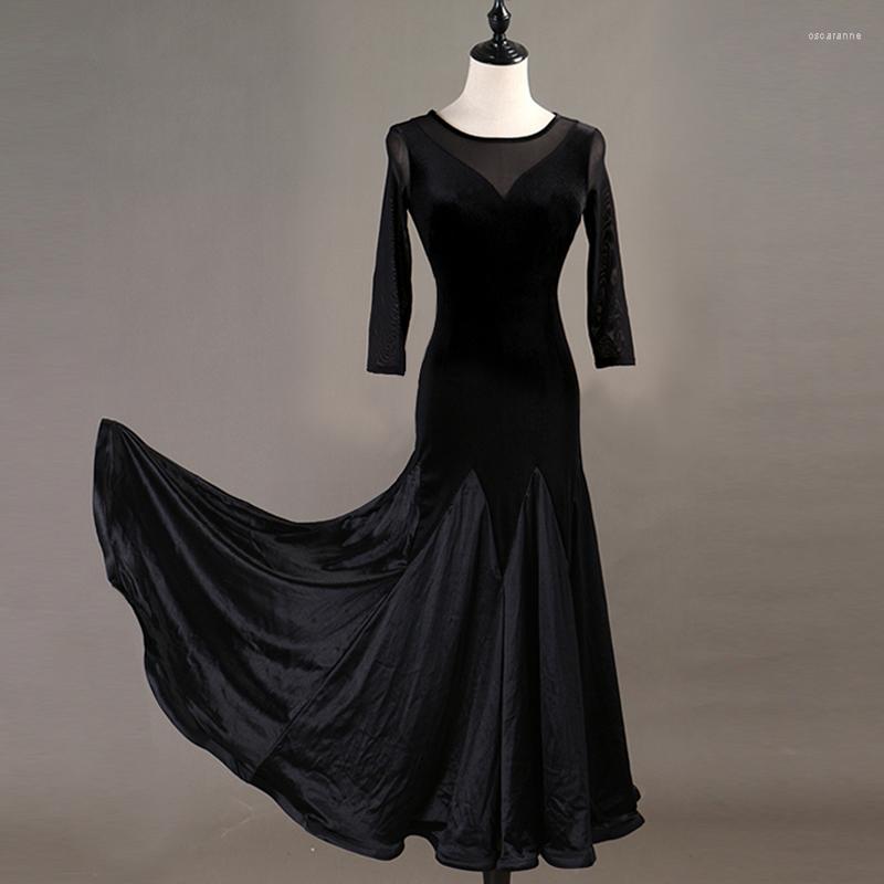 

Stage Wear Women Shiny Rhinestone Sexy Dress Latin Dance Adult Modern Tango Waltz Dinner Big Weft Tail Long Evening, Picture shown
